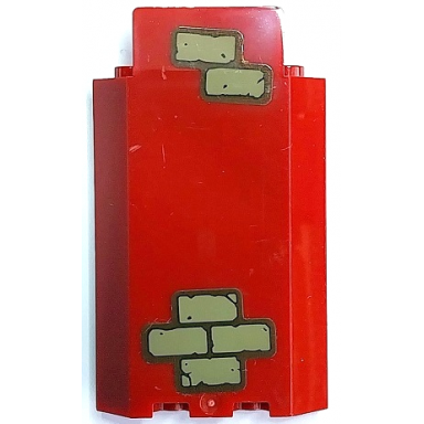 dark red panel 3 x 3 x 6 corner wall without bottom indentations with dark tan bricks pattern 7 stickers - set 70425