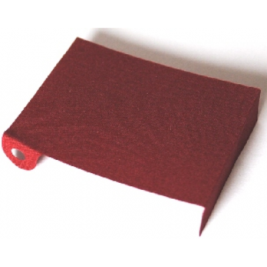 dark red cloth awning with tabs and holes