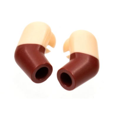 dark red arm matching left and right pair with molded light nougat short sleeves pattern