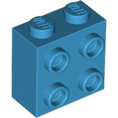 dark azure brick modified 1 x 2 x 1 2 3 with studs on side