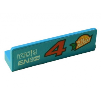 dark azure panel 1 x 4 x 1 with red number 4 vita rush tools and engyne logo pattern model left side sticker - set 60218