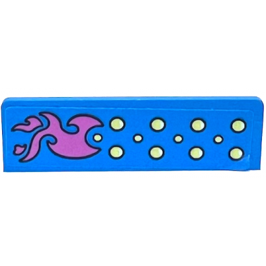 dark azure panel 1 x 4 x 1 with dark pink flame and bright light yellow circles pattern model left side sticker - set 41383