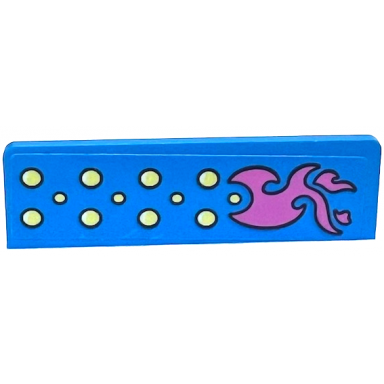 dark azure panel 1 x 4 x 1 with dark pink flame and bright light yellow circles pattern model right side sticker - set 41383