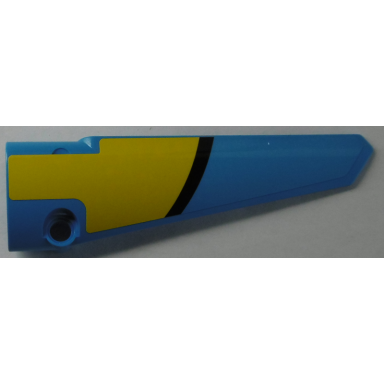 dark azure technic panel fairing 6 long smooth side b with black curved line on dark azure and yellow background pattern sticker - set 42074