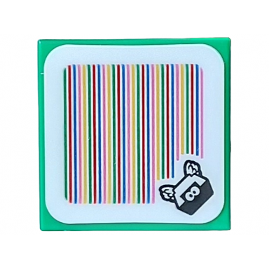 bright green tile 2 x 2 with super mario scanner code para-biddybud pattern sticker - sets 71402 71437