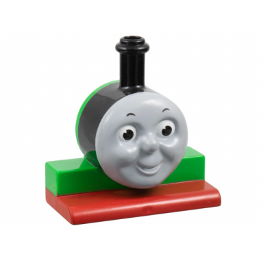 bright green duplo train thomas friends face with percy pattern