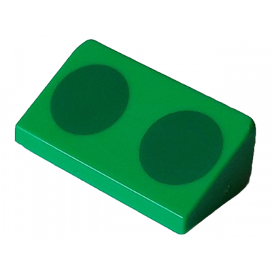bright green slope 30 1 x 2 x 2 3 with 2 green circles pattern super mario para-biddybud spots