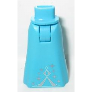 medium azure mini doll hips and skirt full length with silver pyramid symbol stars and dots pattern - thick hinge