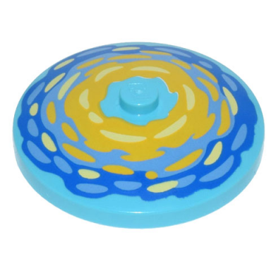 medium azure dish 4 x 4 inverted radar with solid stud with yellow medium blue and bright light yellow brushstrokes on yellow medium blue and blue background pattern
