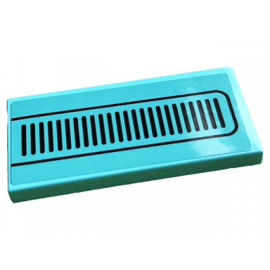 medium azure tile 2 x 4 with black grille pattern sticker - set 10279