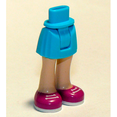 medium azure mini doll hips and skirt light nougat legs and magenta shoes with white laces and soles pattern - thick hinge