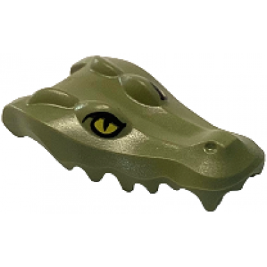 olive green alligator crocodile head jaw upper with yellow eyes without white glints pattern