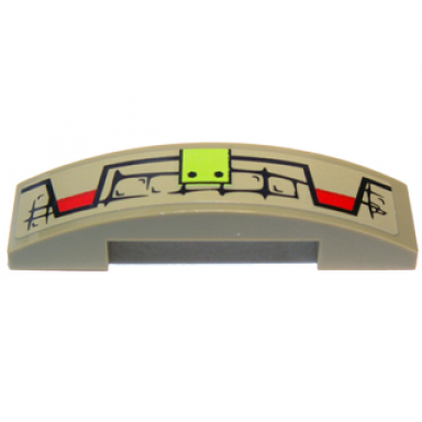 olive green slope curved 4 x 1 x 2 3 double with scales lime button and red markings pattern model right side sticker - set 70006