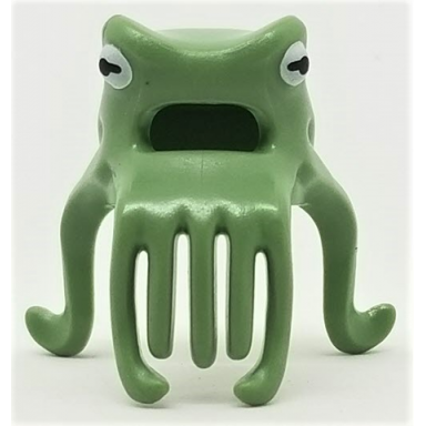 sand green minifigure headgear mask octopus head with wide open mouth and 7 long tentacles with white and black eyes pattern