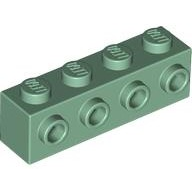 sand green brick modified 1 x 4 with studs on side