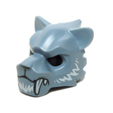 sand blue minifigure headgear mask tiger with white fangs and fur pattern