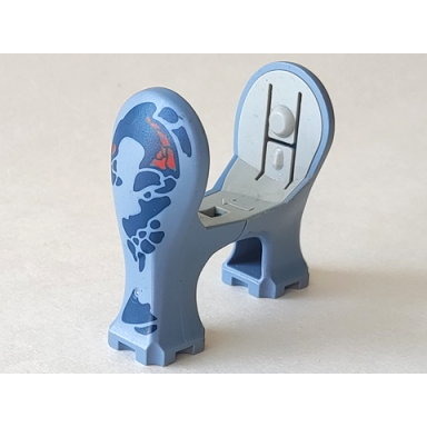 sand blue dinosaur legs short with light gray middle section with dark blue dark gray and red pattern