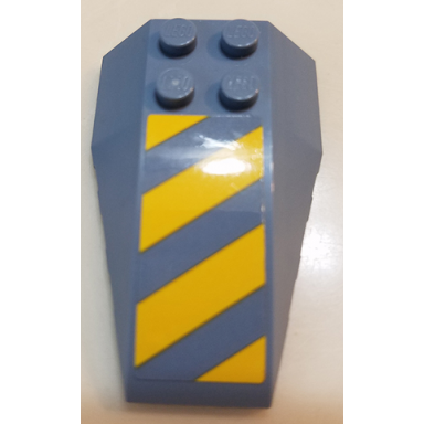 sand blue wedge 6 x 4 triple curved with yellow and sand blue danger stripes pattern sticker - set 70629