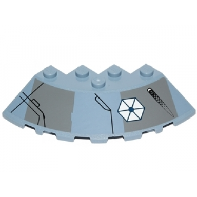 sand blue brick round corner 6 x 6 with slope 33 edge facet cutout with missile launcher and separatists insignia pattern model right side sticker - set 75041