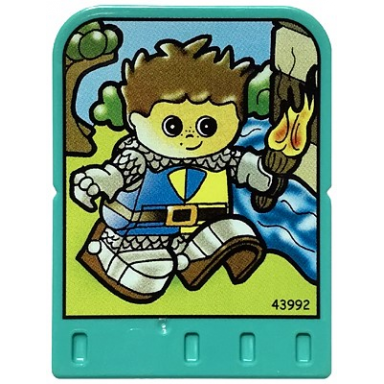story builder crazy castle card with boy knight carrying torch pattern