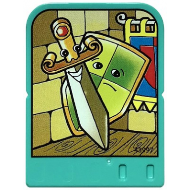 story builder crazy castle card with sword and shield with eyes pattern