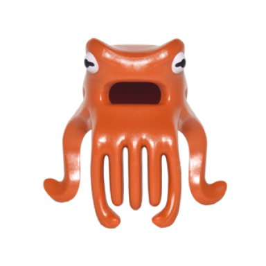 dark orange minifigure headgear mask octopus head with wide open mouth and 7 long tentacles with white and black eyes pattern