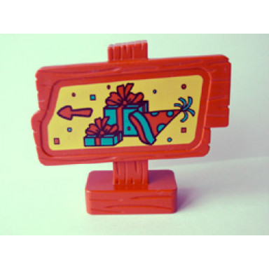 dark orange duplo road sign wood grain with party pattern