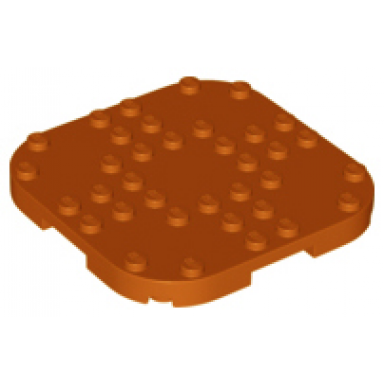 dark orange plate modified 8 x 8 with rounded corners and 4 feet