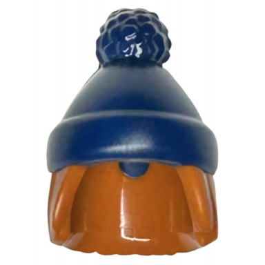 dark orange minifigure hair combo hair with hat straight shoulder length with molded dark blue stocking cap pattern