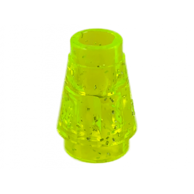 glitter trans-neon green cone 1 x 1 with top groove