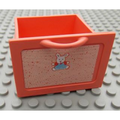 salmon scala large drawer with bunny on light salmon background pattern sticker - set 3241
