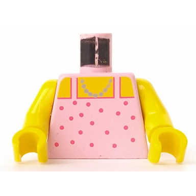 pink torso paradisa red dot top with gold necklace pattern yellow arms yellow hands