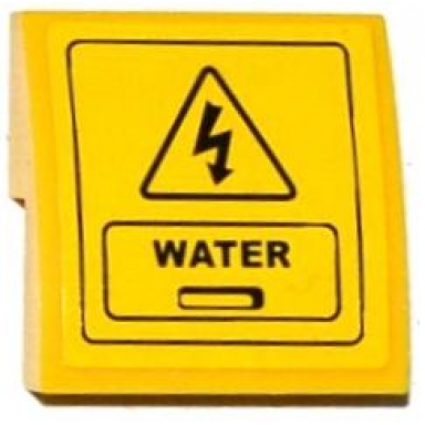 yellow slope curved 2 x 2 x 2 3 with electricity danger sign hatch and water pattern sticker - set 60075