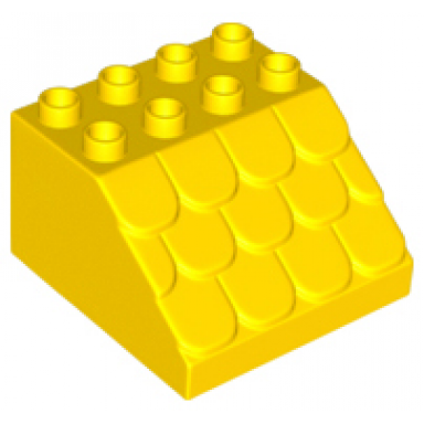 yellow duplo brick 4 x 4 x 2 slope with shingles profile