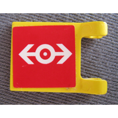 yellow flag 2 x 2 square with train logo white on red background pattern on both sides stickers - set 4556