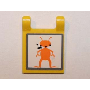 yellow flag 2 x 2 square with orange alien and bullet holes pattern sticker - set 5985