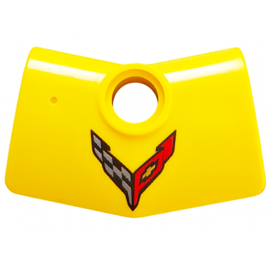 yellow technic panel curved 3 2 x 3 x 1 angled with corvette racing logo pattern