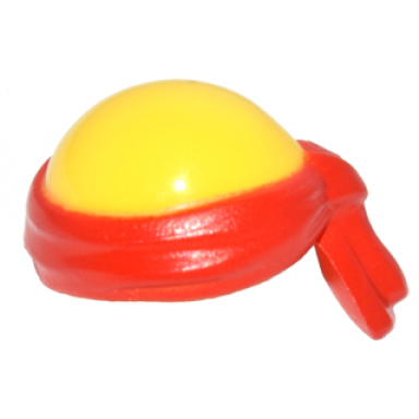 yellow minifigure headgear bald head with tied red bandana pattern