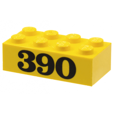 yellow brick 2 x 4 with black 390 pattern