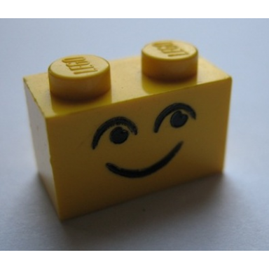 yellow brick 1 x 2 with eyes and smile and eyebrows pattern