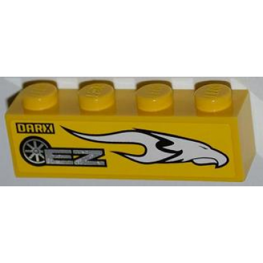 yellow brick 1 x 4 with white eagle head ez and darx pattern model right side sticker - set 8148