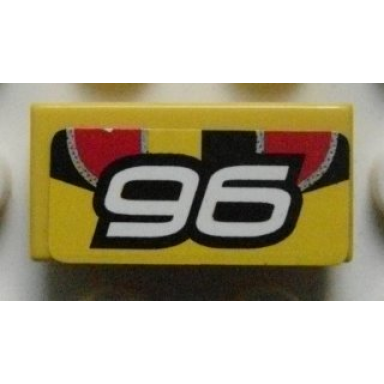 yellow tile 1 x 2 with number 96 pattern sticker - set 8644