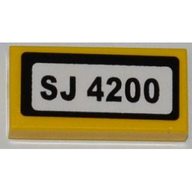 yellow tile 1 x 2 with sj 4200 pattern sticker - set 4200