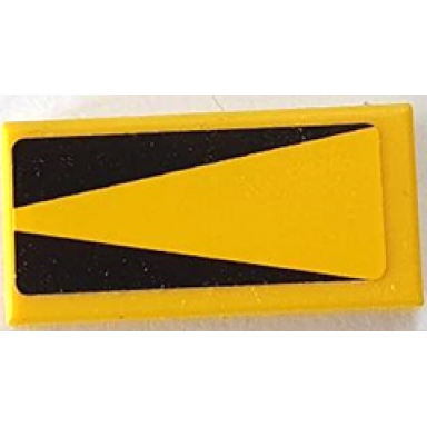 yellow tile 1 x 2 with 2 black triangles pattern sticker - set 8161