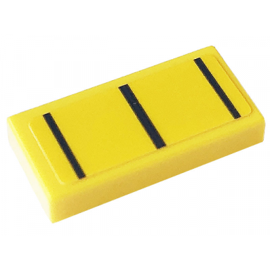 yellow tile 1 x 2 with 3 black stripes pattern sticker - set 76903