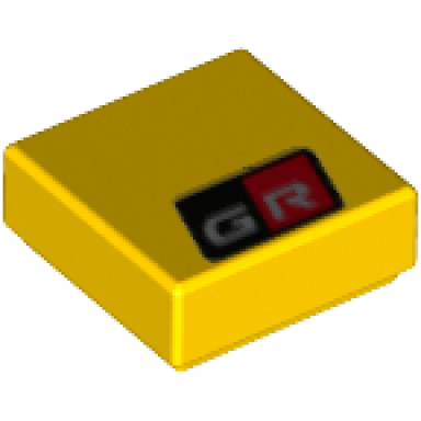 yellow tile 1 x 1 with silver gr on black and red background pattern