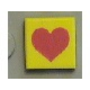 yellow tile 1 x 1 with red heart pattern