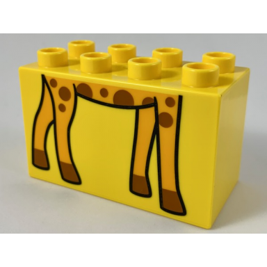 yellow duplo brick 2 x 4 x 2 with giraffe feet pattern
