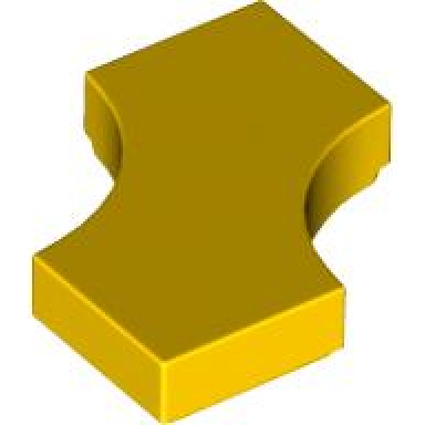 yellow tile modified 2 x 2 with 2 1 x 1 curved cutouts double arrow