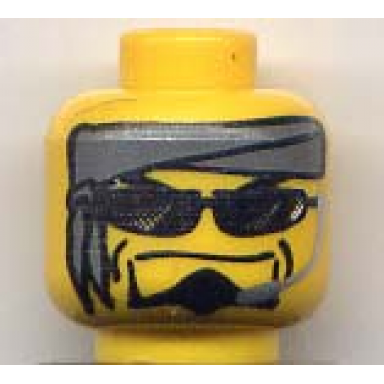 yellow minifigure head glasses with headset bandana pattern diamond